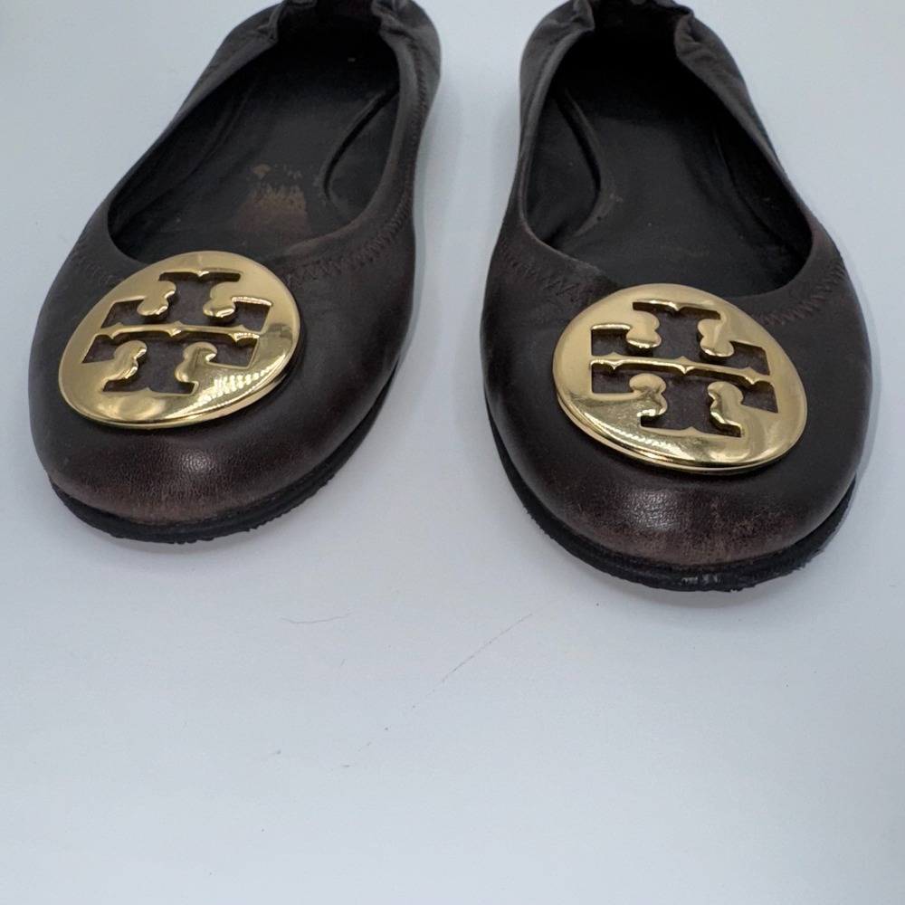 Tory Burch Reva Womens Ballet 7‎ M Black Leather Round Toe Comfort Slip On Flats - Picture 5 of 11